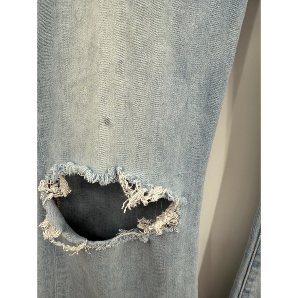 American Eagle Jeans Womens 12 Blue Low Rise Flare Distressed Light Wash - Picture 3 of 13